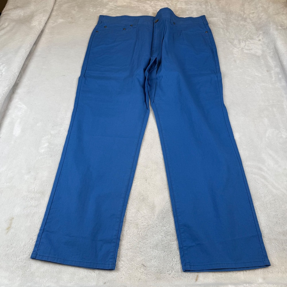 Cubavera Mens Blue Linen Cotton Blend 5 Pocket Straight Leg Pants 40x30 RN37763